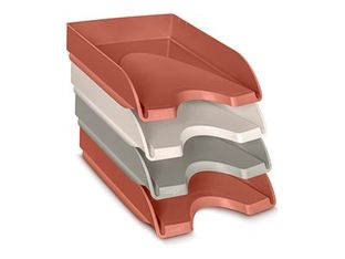 CEP Terra Nova - Lot de 4 corbeilles à courrier - pour A4 Plus (240 x 320 mm) - capacité : 450 feuilles - terre cuite, sable, beige