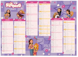 Calendrier Les Sisters - 6 mois par face - 55 x 40,5 cm - Oberthur