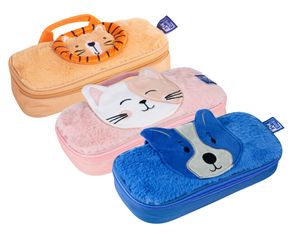 Fourre-tout plumier - 1 compartiment oxford animals 3 decors assortis- Hamelin