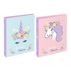 Classeur pelliculé 4 anneaux 3 cm FLORAL UNICORN