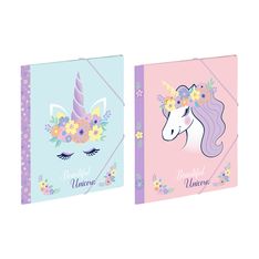 Chemise pelliculée à élastiques 3 rabats A4 FLORAL UNICORN