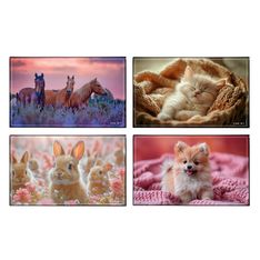 Sous-main Fantaisie en PVC ANIMAUX - Chaton, Chiot, Lapin, Chevaux