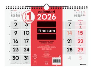 Calendari Neutre M de paret números grans 2026 - Català