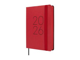 Finocam Flexi Lisa - Agenda - 2026 - día página - F4 - 118 x 168 mm - rojo - poliuretano (PU)
