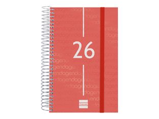 Finocam Year - Agenda - 2026 - día página - encuadernado espiral - E5 - 117 x 181 mm - rojo - polipropileno (PP)