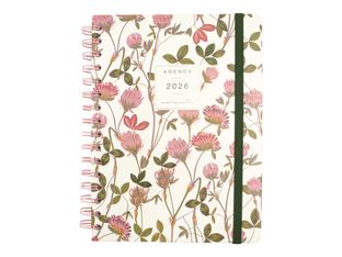 Finocam Moniquilla - Agenda - 2026 - página de semana - encuadernado de alambre - E10 - 155 x 212 mm - amapola - cartón recubierto con película