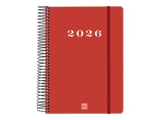 Finocam My - Agenda - 2026 - día página - encuadernado espiral - E10 - 155 x 212 mm - rojo - cartón recubierto con película