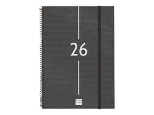 Finocam Year - Agenda - 2026 - semana vista - encuadernado espiral - E40 - A4 (210 x 297 mm) - negro - polipropileno (PP)