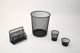 Set de bureau en métal mesh – 4 pièces – noir