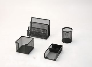 Set de bureau en métal mesh – 4 pièces – noir