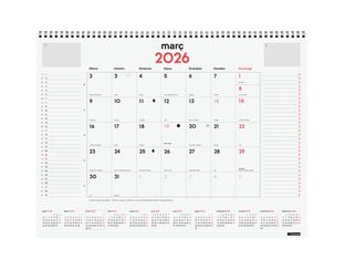 Finocam - Vade de sobremesa - espiral - 2026 - neutral - un mes vista - 420 x 310 mm - fecha - Catalán