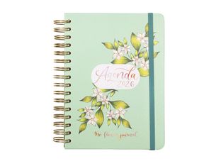Finocam The Flower Journal - Agenda - 2026 - día página - encuadernado de alambre - E10 - 155 x 212 mm - verde - cartón recubierto con película