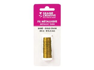 Graine Creative - Bobine de fil métallique - 0,3 mm x 30 m - or