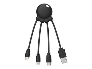Xoopar Octopus - Câble Lightning - USB mâle pour Micro-USB de type B, Lightning, 24 pin USB-C mâle - 10 cm - noir