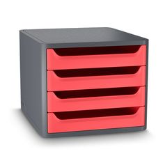 CEP - Module de Classement 4 Tiroirs First - Noir et Rouge Coquelicot