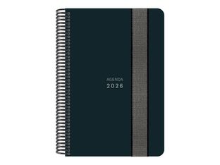 Senfort Unicolor - Agenda - 2026 - vista de la semana - encuadernado espiral - 135 x 210 mm - negro - polipropileno (PP)