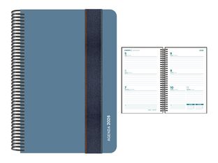 Senfort Foam - Agenda - 2026 - vista de la semana - encuadernado espiral - 135 x 210 mm - lead blue - polipropileno (PP)