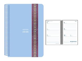 Senfort Pastel - Agenda - 2026 - vista de la semana - encuadernado espiral - 135 x 210 mm - azul - polipropileno (PP)