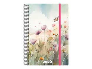 Senfort Decorada - Agenda - 2026 - vista de la semana - encuadernado espiral - 135 x 210 mm - mariposa - polipropileno (PP)
