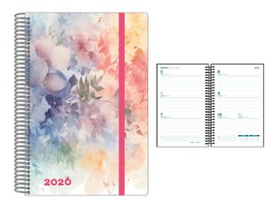 Senfort Decorada - Agenda - 2026 - vista de la semana - encuadernado espiral - 135 x 210 mm - romantic - polipropileno (PP)