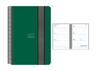 Senfort Unicolor - Agenda - 2026 - vista de la semana - encuadernado espiral - 160 x 235 mm - verde - polipropileno (PP)