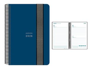 Senfort Unicolor - Agenda - 2026 - página de día - encuadernado espiral - 135 x 210 mm - azul - polipropileno (PP)