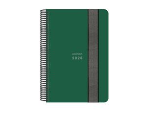 Senfort Unicolor - Agenda - 2026 - página de día - encuadernado espiral - 135 x 210 mm - verde - polipropileno (PP)