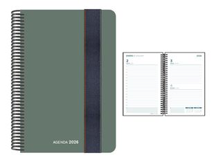 Senfort Foam - Agenda - 2026 - página de día - encuadernado espiral - 135 x 210 mm - verde - polipropileno (PP)
