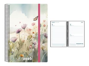 Senfort Mariposa - Agenda - 2026 - página de día - encuadernado espiral - 135 x 210 mm - polipropileno (PP)