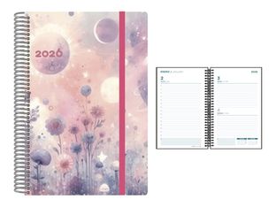 Senfort Planet - Agenda - 2026 - página de día - encuadernado espiral - 135 x 210 mm - jardín - polipropileno (PP)