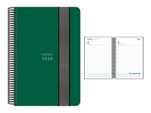 Senfort Unicolor - Agenda - 2026 - página de día - encuadernado espiral - 160 x 235 mm - verde - polipropileno (PP)