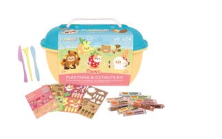 KAWAIIPLASTILINA Cofre con 24 barras 15 gr colores surtidos + troquelados + 3 espátulas colores kawaii