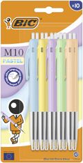 BIC – Lot de 10 stylos bille M10 Pastel – encre bleue, pointe 1 mm, rétractable