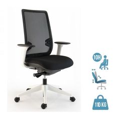 Fauteuil EVON - accoudoirs 4D - pietement blanc