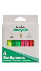 Bureau Vallée Recyclé - 4 surligneurs - Jaune, orange, vert et rose