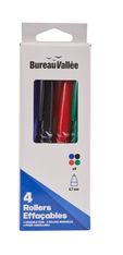 Bureau Vallée - 4 rollers effaçables thermosensibles - Pointe 0,7 mm - Assortiment de 4 couleurs