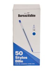 Bureau Vallée – 50 stylos bille bleu – Pointe 1 mm