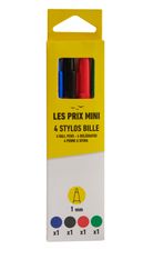 Les Prix Mini – 4 Stylos Bille Assortis Bleu - Vert - Rouge - Noir