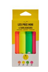 Les Prix Mini – Lot de 4 Surligneurs - Orange, Jaune, Vert et Rose