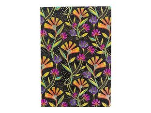 Paperblanks Playful Creations - Cahier de notes - reliure cousue et collée - midi - 120 x 175 mm - 176 pages - pointillé - wild flowers - noir