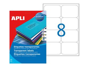 APLI - Polyester - adhésif permanent - translucide - 99.1 x 67.7 mm 8 étiquette(s) (8 feuille(s) x 8 étiquettes