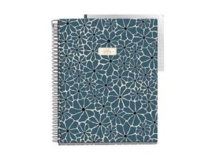 Miquelrius Boho Essence - Cahier de notes - reliure à spirale - A5 - 100 feuilles / 200 pages - ligné - 2 trous - Prussia - carton