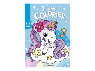 J'aime Colorier - Licorne sur fond bleu - livre à colorier