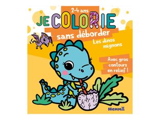 Je colorie sans déborder - Les dinos mignons - Avec gros contours en relief ! - livre à colorier