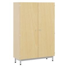 Armoire BIP BOP - 2 portes mélaminé - piètement époxy - L120xP45xH180 cm - Hêtre miel/gris alu