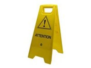 Wonday - Signe triangle attention - 280 x 610 mm - sur pied - polypropylène - jaune