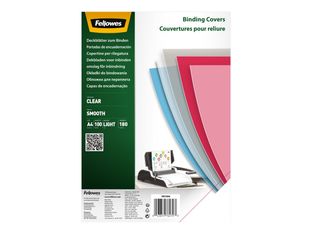 Fellowes - 100 couvertures à reliure A4 (21 x 29,7 cm) - 180 microns - 100% recyclé -  transparent