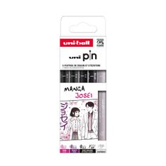 Uni-Ball - Feutres d’écriture PIN - thème Manga Josei - pointes assorties - lot de 5