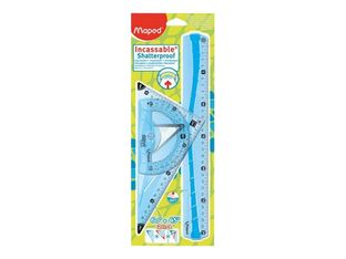 Maped – kit traçage : règle, équerre et rapporteur incassables – règle 30 cm – blister
