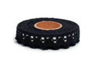 Graine Creative - Ruban adhésif de décoration - bordure en dentelle - 17 mm x 2.5 m - coton - noir